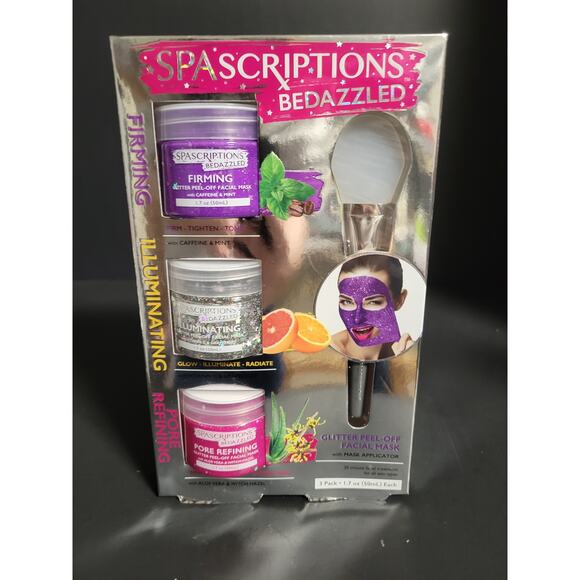 NIB Spascriptons Bedazzled Glitter Peel Off Facial Masks Self Care Set of 3 - Picture 1 of 7